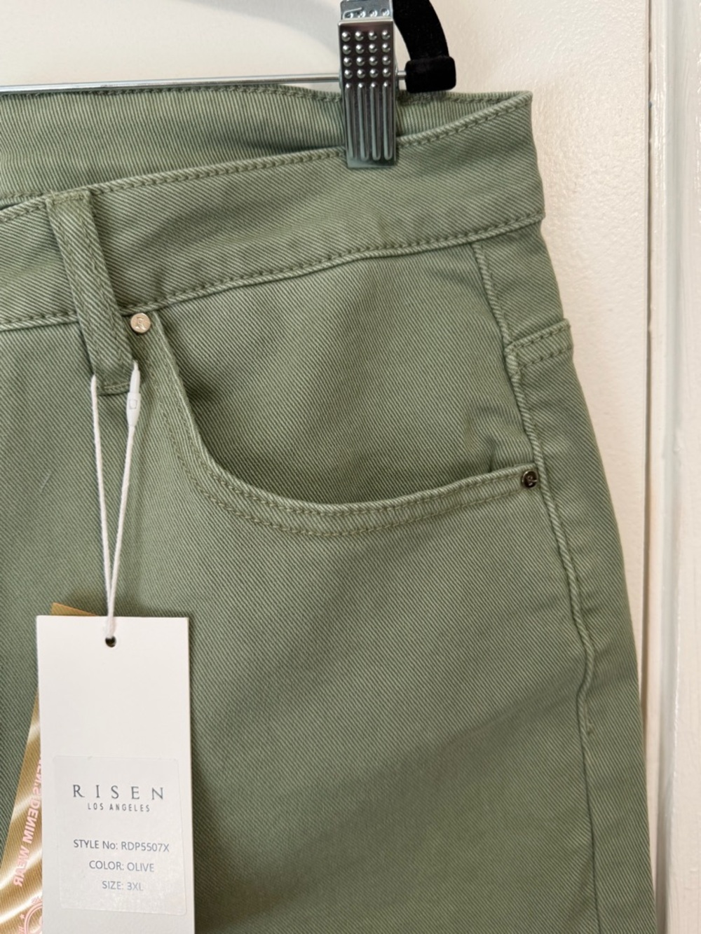 Sage Green Risen Straight Leg Jeans - Picture 5 of 10
